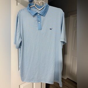 Vineyard Vines Performance Blue Striped Polo Shirt